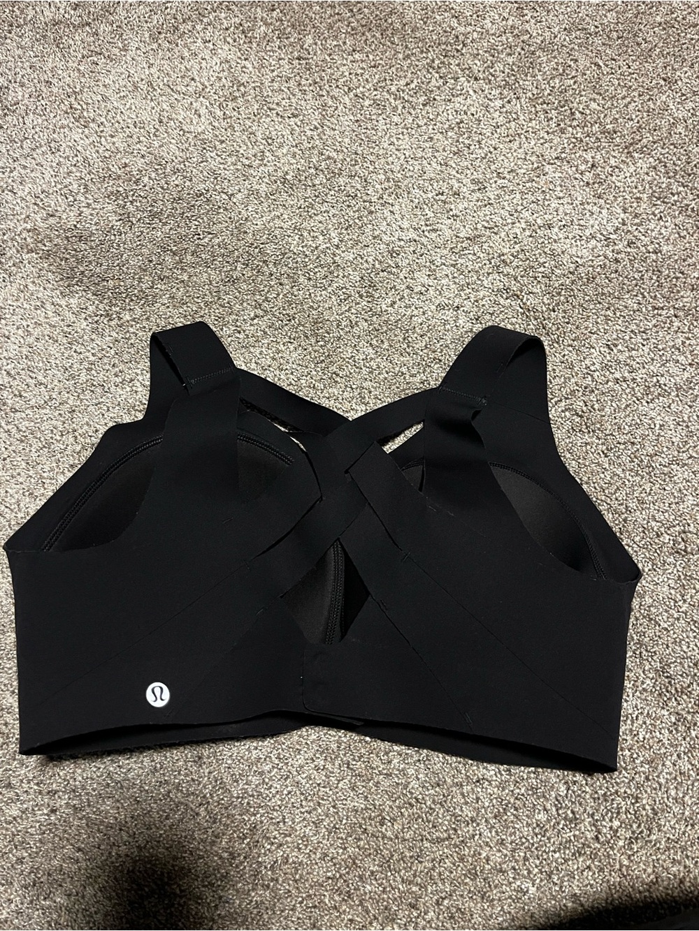 Lululemon Crossback High Support Bra 36DD Black Sports Run Euc